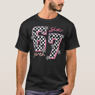Funny Six Seven Meme Checkered 6 7 Saying Girls Ki T-Shirt