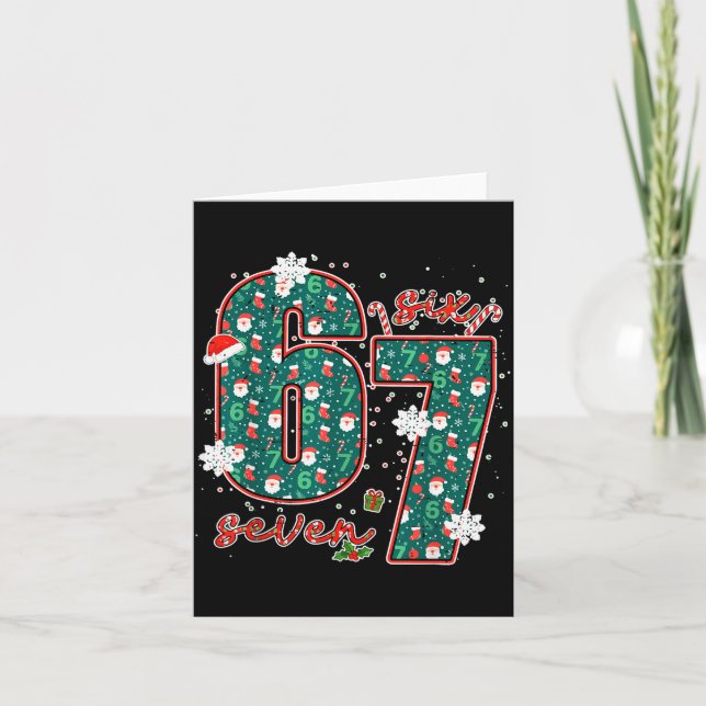Funny Six Seven Meme Christmas 67 Xmas Holiday 6 7 Card (Front)
