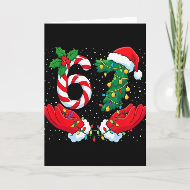 Funny Six Seven Meme Christmas 67 Xmas Men Women K Card (Front)