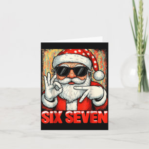 Funny Six Seven Meme Christmas Cool Santa Saying 6 Card