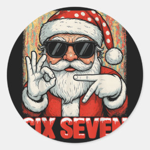 Funny Six Seven Meme Christmas Cool Santa Saying 6 Classic Round Sticker