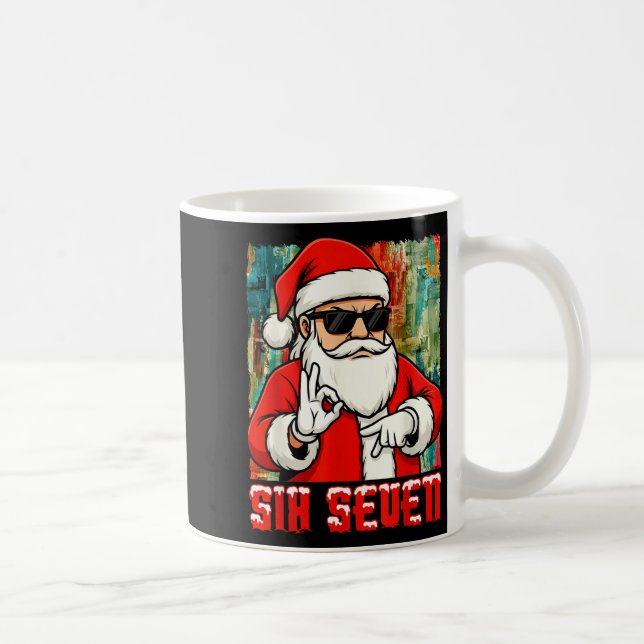 Funny Six Seven Meme Christmas Cool Santa Saying 6 Coffee Mug (Right)