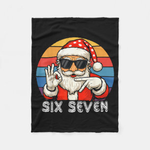 Funny Six Seven Meme Christmas Cool Santa Saying 6 Fleece Blanket