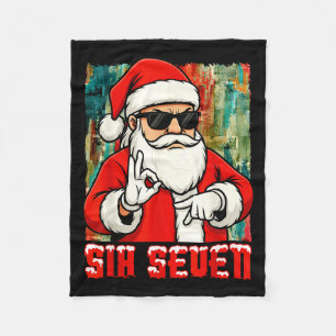 Funny Six Seven Meme Christmas Cool Santa Saying 6 Fleece Blanket