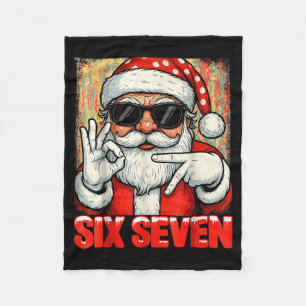 Funny Six Seven Meme Christmas Cool Santa Saying 6 Fleece Blanket