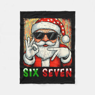 Funny Six Seven Meme Christmas Cool Santa Saying 6 Fleece Blanket