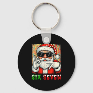 Funny Six Seven Meme Christmas Cool Santa Saying 6 Key Ring