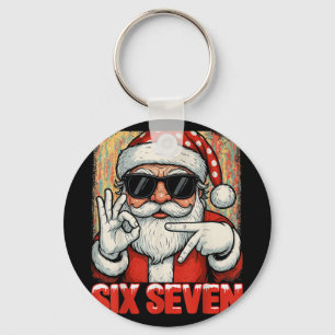 Funny Six Seven Meme Christmas Cool Santa Saying 6 Key Ring