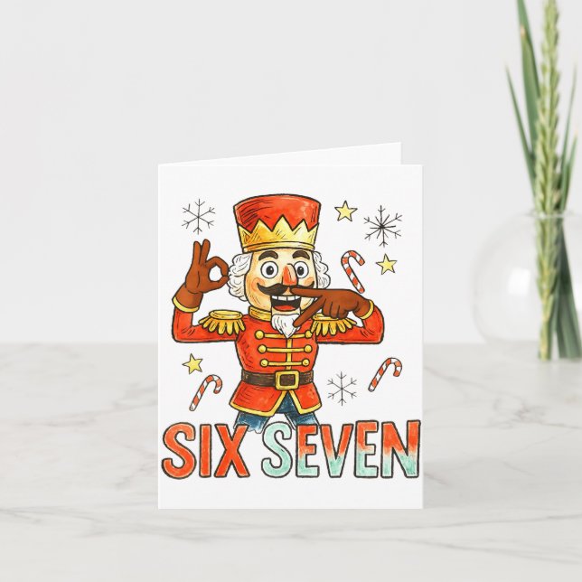 Funny Six Seven Meme Christmas Nutcracker Men Wome Card (Front)