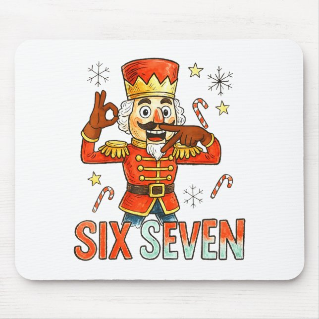 Funny Six Seven Meme Christmas Nutcracker Men Wome Mouse Mat (Front)