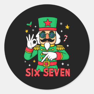 Funny Six Seven Meme Christmas Nutcracker Saying 6 Classic Round Sticker