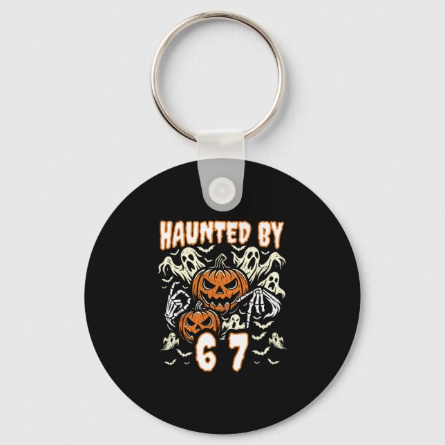 Funny Six Seven Meme Gen Alpha Haunted  Key Ring (Front)