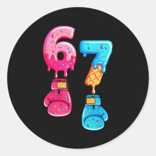 Funny Six Seven Meme Ice Cream Drip 67 Boxing  Classic Round Sticker