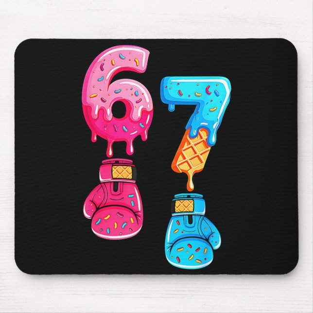 Funny Six Seven Meme Ice Cream Drip 67 Boxing  Mouse Mat (Front)