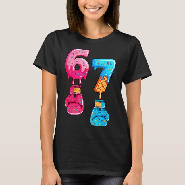 Funny Six Seven Meme Ice Cream Drip 67 Boxing  T-Shirt (Front)