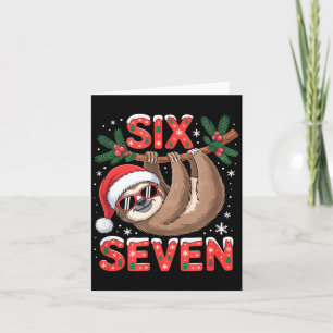 Funny Six Seven Sloth Christmas 67 Santa Hat Lazy Card