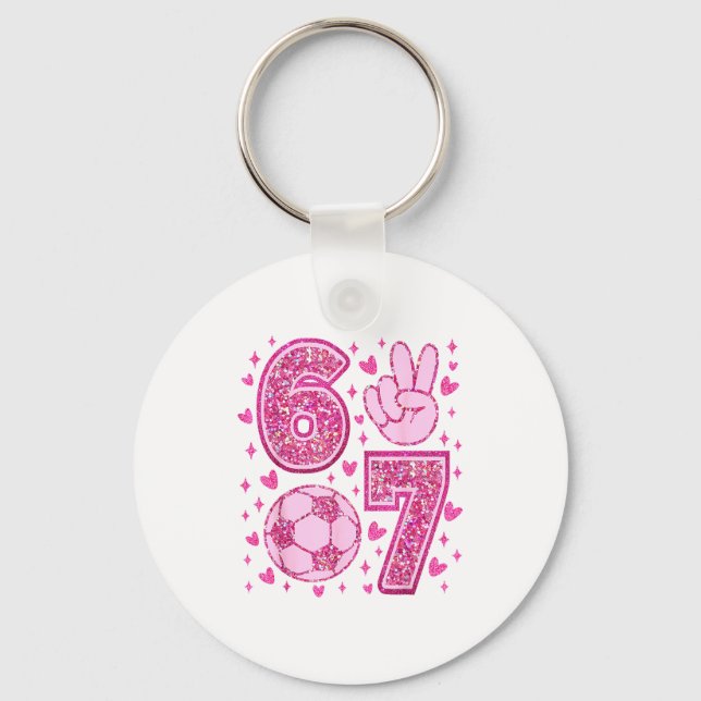 Funny Six Seven Soccer Valentines Day Men Women Ki Key Ring (Front)