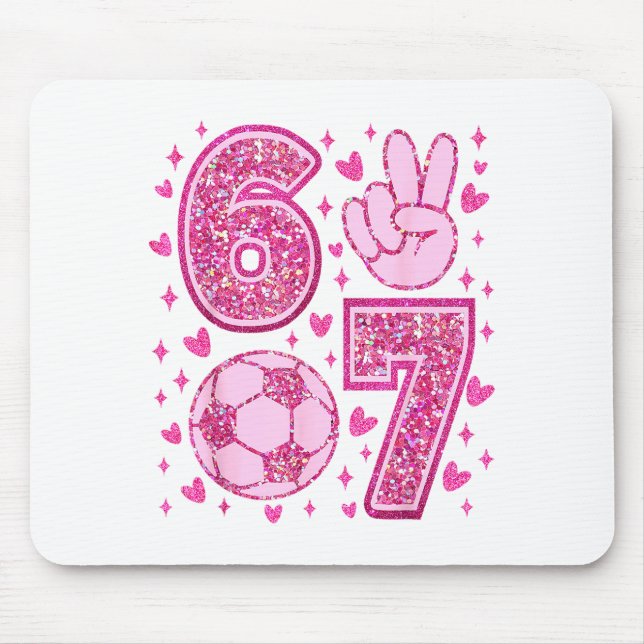 Funny Six Seven Soccer Valentines Day Men Women Ki Mouse Mat (Front)