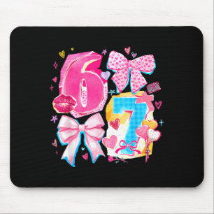 Funny Six Seven Valentine Coquette Bow Preppy Hear Mouse Mat
