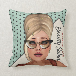 Funny Sixties Retro Beehive Hair Salon Cushion