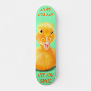 Funny Skateboard Happy Duck Custom Text and Colors