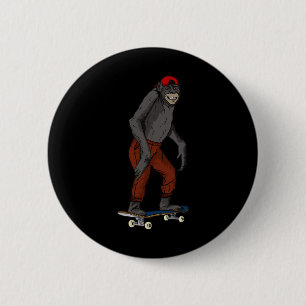Funny Skateboard Monkey Gift Idea 4 Skate And Half 6 Cm Round Badge