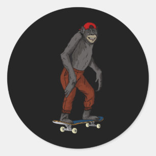 Funny Skateboard Monkey Gift Idea 4 Skate And Half Classic Round Sticker