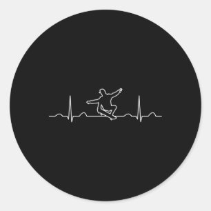 Funny Skateboarder Heartbeat Apparel Classic Round Sticker