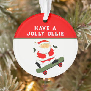 Funny Skateboarder Holiday Gift Ornament