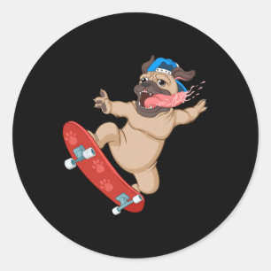 Funny Skateboarding Art For Boys Men Skate Skatebo Classic Round Sticker