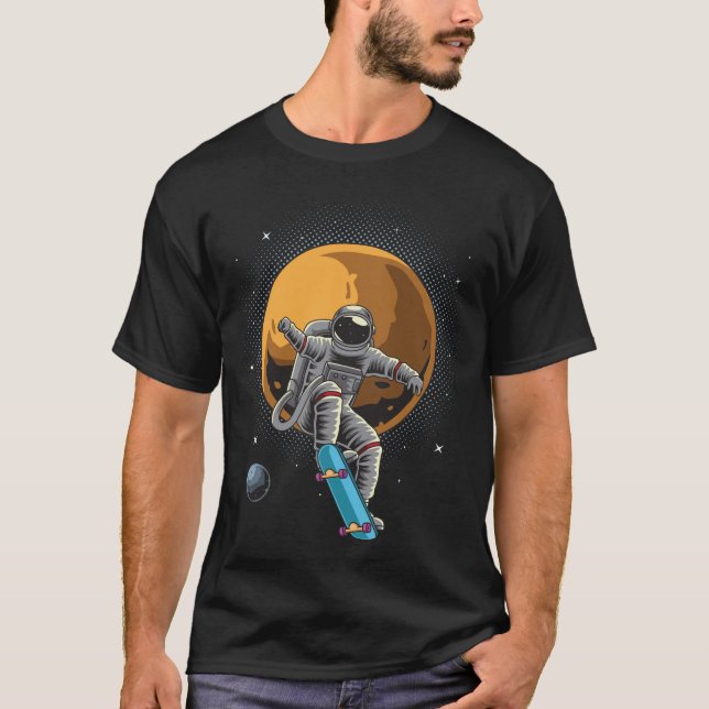 Funny Skateboarding Astronaut T-shirt, Retro  T-Shirt (Front)