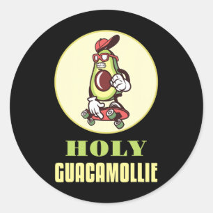 Funny Skateboarding Avocado Cool Skater Skateboard Classic Round Sticker