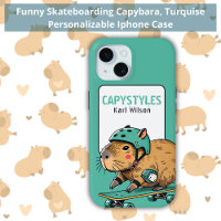 Funny Skateboarding Capybara Turquise