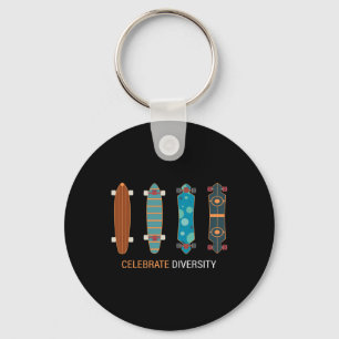 Funny Skateboarding Celebrate Diversity Vintage Sk Key Ring
