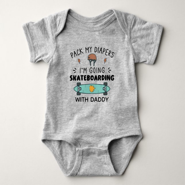 Funny skateboarding daddy  baby bodysuit (Front)