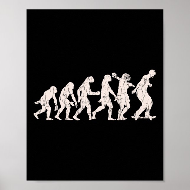 Funny Skateboarding Evolution Design For Skateboar Poster (Front)