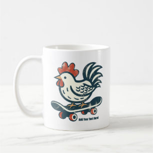 Funny Skateboarding Farm Chicken Personalised Coffee Mug