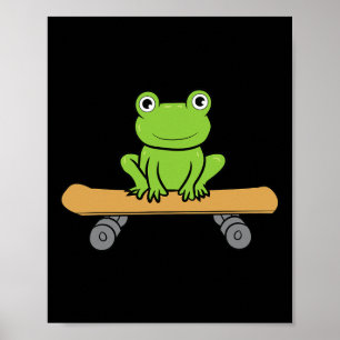 Funny Skateboarding Frog Funny Skateboard Frog Ska Poster