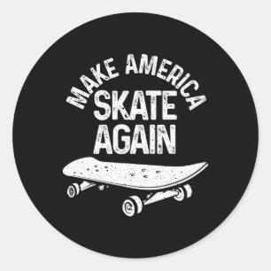 Funny Skateboarding Gift Men Women Cool Skateboard Classic Round Sticker