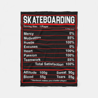 Funny Skateboarding Nutrition Facts Skate Board Fleece Blanket