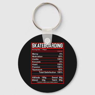 Funny Skateboarding Nutrition Facts Skate Board Key Ring