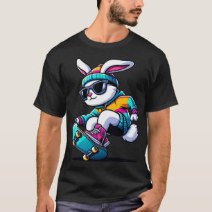 Funny Skateboarding Player Bunny Kids Womens Men E T-Shirt