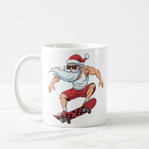 Funny Skateboarding Santa Claus Christmas Coffee Mug