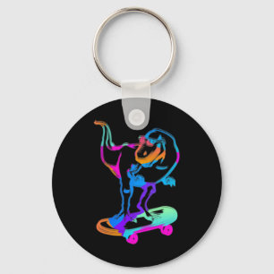 Funny Skater Dino Skateboard Skateboarding Board D Key Ring