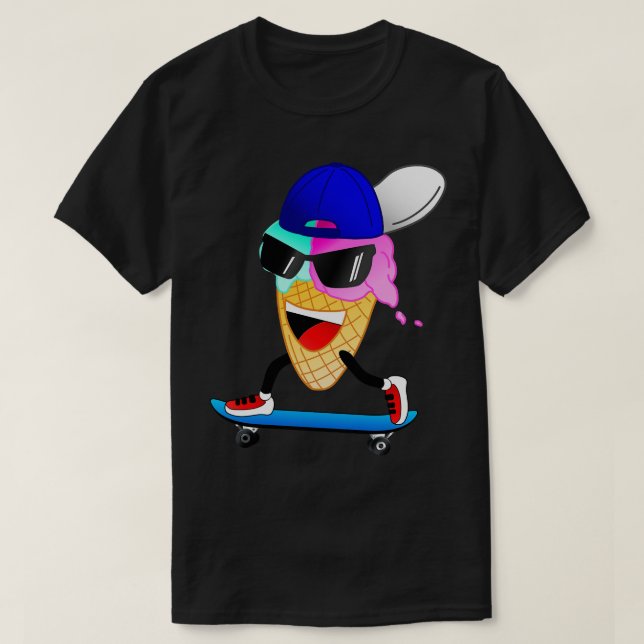 Funny Skater Ice Cream T-Shirt (Design Front)