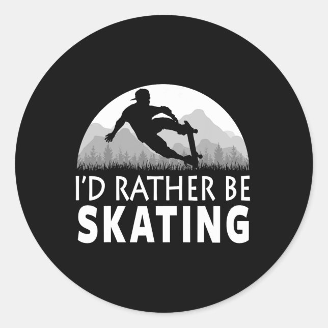 Funny Skating  Classic Round Sticker (Front)