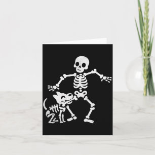 Funny Skeleton And Dog Halloween Costume Dog Skull Card