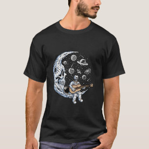 Funny Skeleton Astronaut plays Guitar Rock Music L T-Shirt