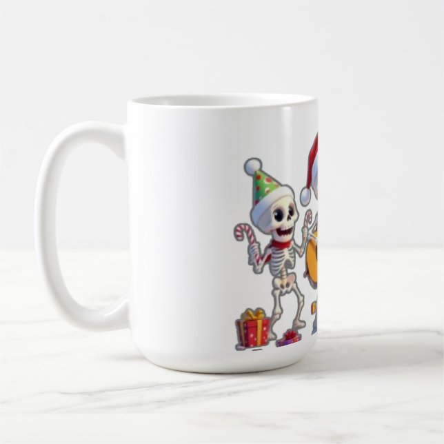 Funny Skeleton Band Christmas & New Year – 3D Cart Coffee Mug (Left)