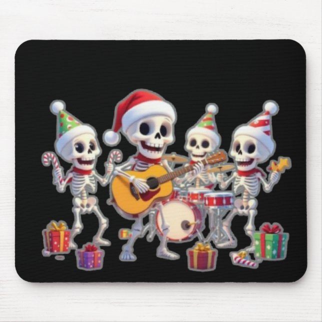 Funny Skeleton Band Christmas & New Year – 3D Cart Mouse Mat (Front)